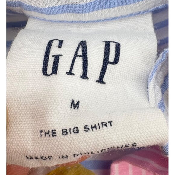 Gap The Big Shirt Multicolor Striped Cotton Button-Up Long Sleeve Men Top Size M - Picture 2 of 5